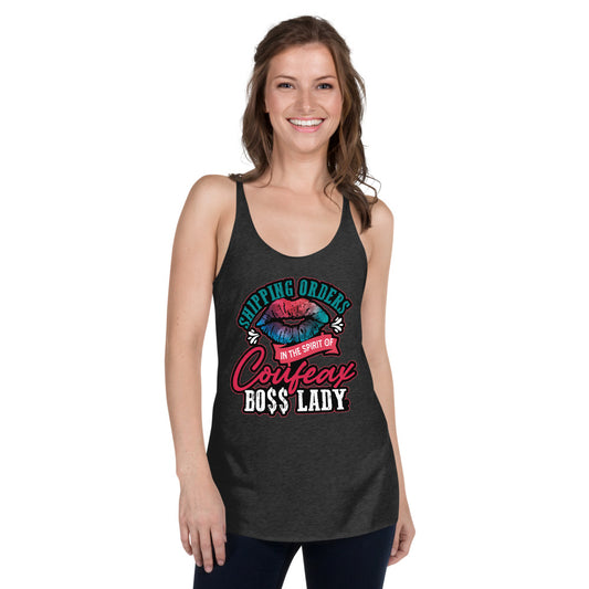 SHIPPING orders in the spirit of Coufeax Boss Lady Women's Racerback Tank - Fearless Confidence Coufeax™