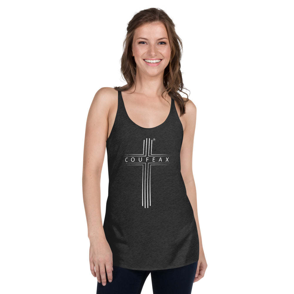 COUFEAX MINIMALIST CROSS Women's Racerback Tank - Fearless Confidence Coufeax™